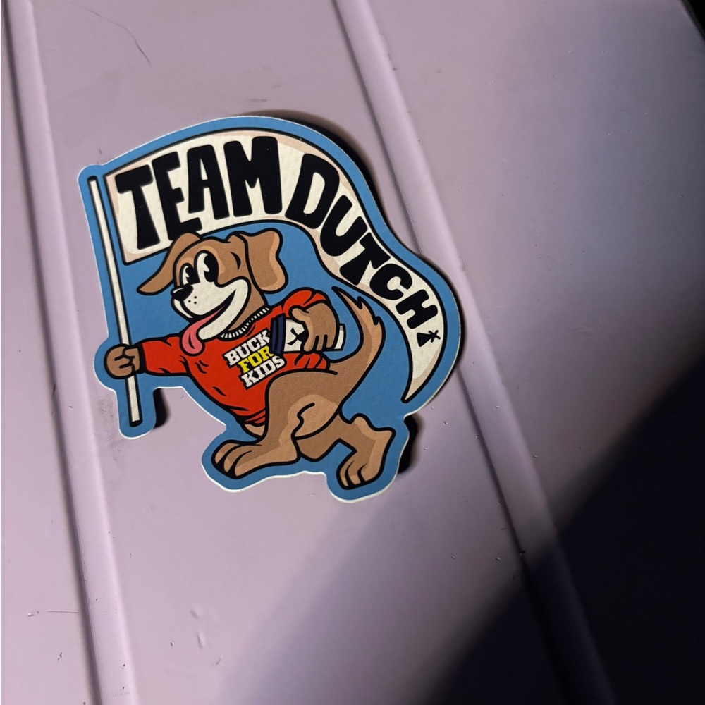Dutch Bros Team Dutch Dog Sticker - Blue and Red